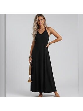 Black Halter Neck Tee Dress